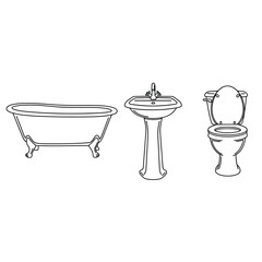 Bathroom Fixtures Line Drawing bathtub sink