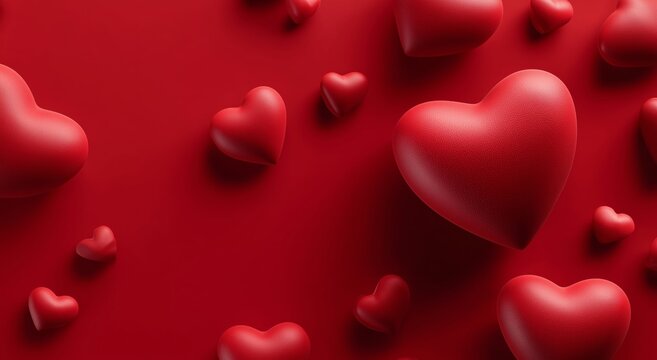 Colorful Heart Shapes Scattered on a Vibrant Background for Festive Occasions and Celebrations