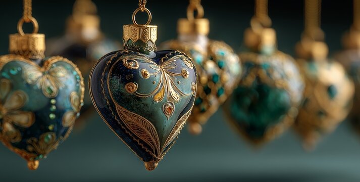 Colorful Heart-Shaped Ornaments Hanging for Decoration in a Festive Setting
