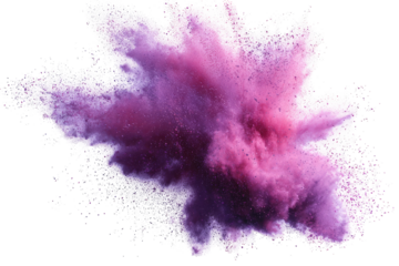 Exploding cloud of vibrant purple and pink powder