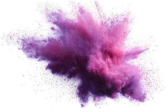 Exploding cloud of vibrant purple and pink powder