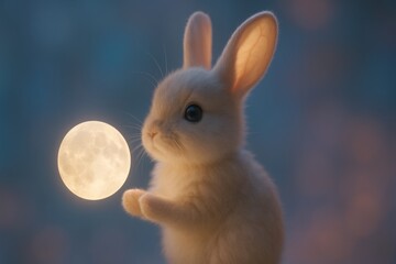 Cute bunny with moon