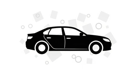 Fototapeta premium Black Sedan Car Silhouette with Geometric Background