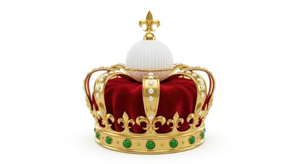 Royal Crown 3D Rendering isolated on white background