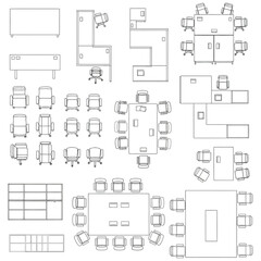 Office Furniture Layouts Top View Architectural Drawings