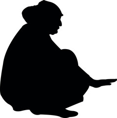 a woman sitting body silhouette vector