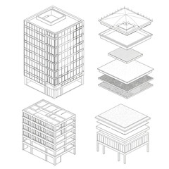 Architectural Building Layers Isometric Diagrams architecture