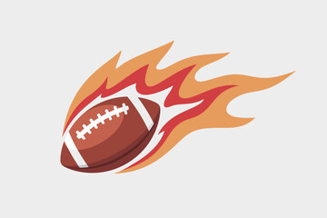 A dynamic football surrounded by flames. Vector illustration.