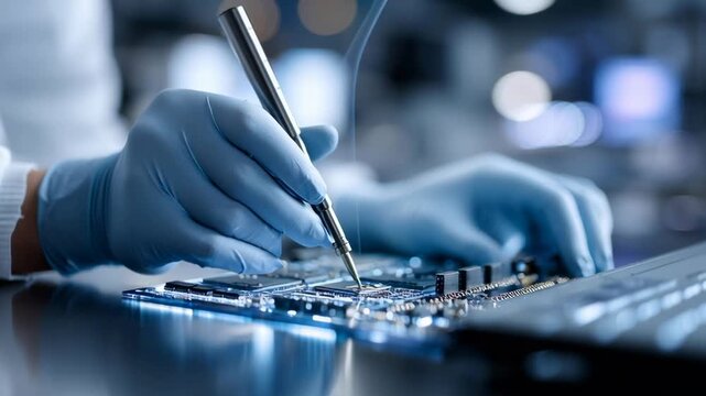 A person is writing on a computer keyboard with a pen. Concept of precision and focus, as the person is carefully crafting their work