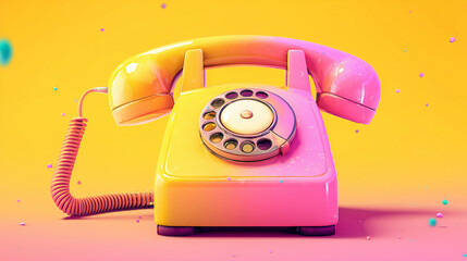 Ai vintage rotary phone in vibrant colors against bright background creates a playful retro vibe