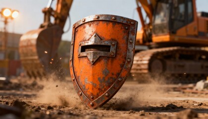 Cyber security concept. 3D glowing digital shield with padlock icon representing data protection on futuristic blurred technology background. Internet safety and network defense concept.