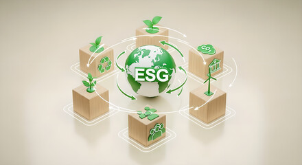 ESG Sustainability Environmental Social Governance 3D Render Beige