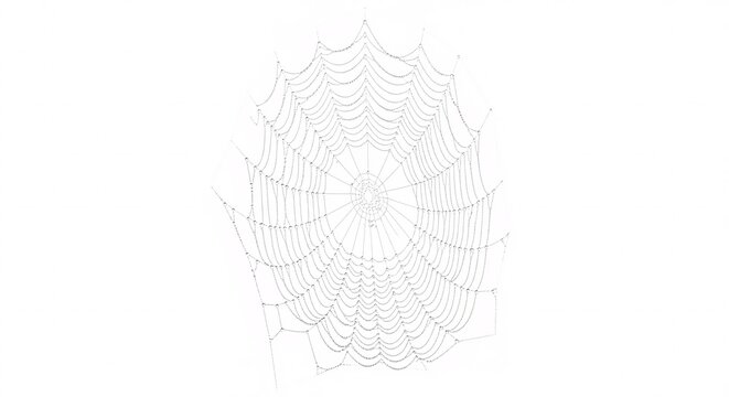 Delicate spider web isolated on white background intricate design details