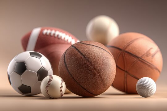 Collection of Various Sports Balls in Cinematic Studio Lighting