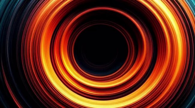Abstract colorful circular patterns in warm hues with dark center  