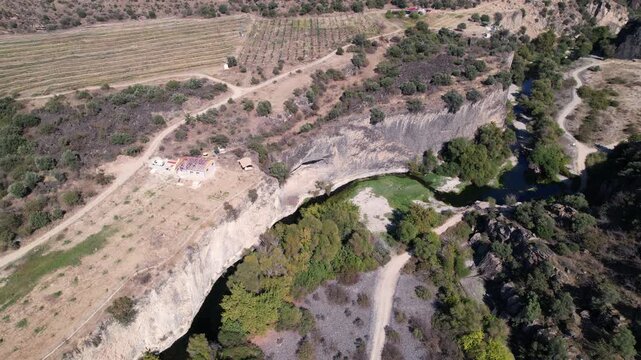 Aerial view of the Adala Hermes Volcanic Canyon , Manisa, Turkey