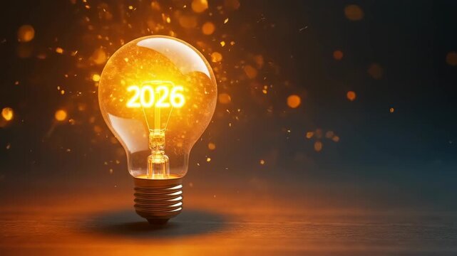 Glowing 2026 light bulb representing new goals, strategic direction and forward-thinking plans for the year ahead 
