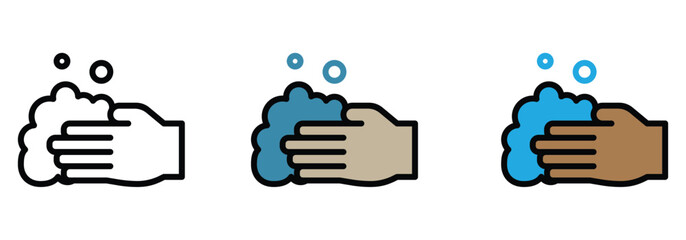 Wash your hands for a healthy life, hygiene icon symbol for clean hands with soap, clean hands save lives, wash hands frequently for hygiene