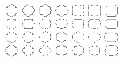 Set of decorative frames borders and labels in various shapes