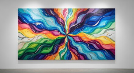 Vibrant abstract painting exploding with swirling colors and organic forms
