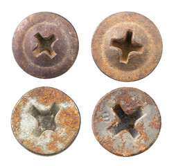 screw and bolts heads isolated on white background