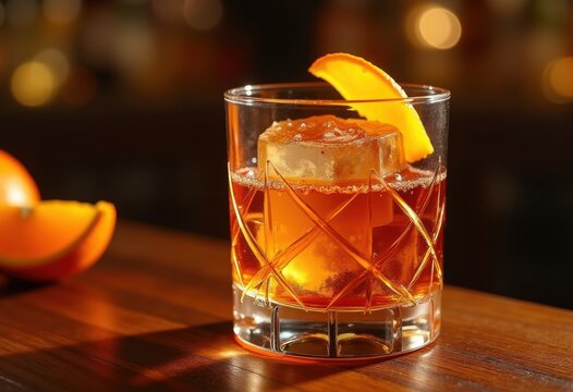 Artisan Orange Peel Infused Whiskey Cocktail Inspired Bar Scene