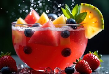 Brilliant Summertime Fruit Punch Splash Colorful Collection Lively Celebration Refreshment Bowl