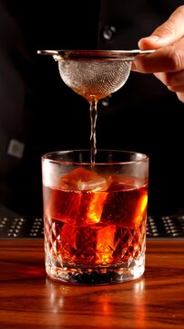 Let's prepare a Classic Negroni Cocktail. Served with ice and orange zest