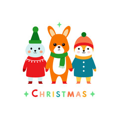 cute characters christmas card