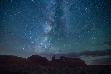 Milky Way nightscape over the iconic Monument Valley rock landscape Arizona
