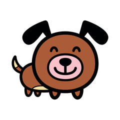 Simple Happy Brown Puppy Dog Cartoon Icon