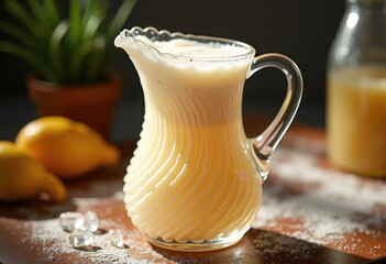 Exquisite Kefir Probiotic Milk Display with Decorative Elements and Ornate Features