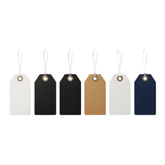Set of blank price tags realistic vector mockups in various colors perfect for product promotion and retail marketing