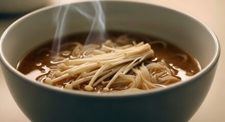 Fermented miso broth ramen soup close-up for wholesome probiotic-rich nutrition and mindful living design