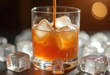 Hybrid Beverage Presentation of Baileys Irish Cream Over Ice Rocks