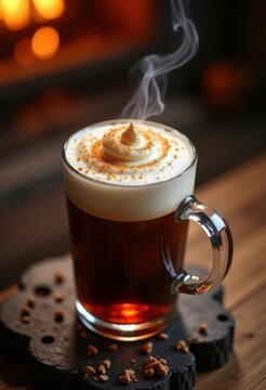 Irish Coffee Cream Layer Floating Elegant Coffee Beverage Discover Beautiful Culmination Heightened Flavor Experience