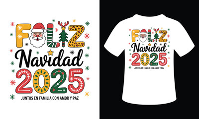 Merry Christmas 2025 Festive Vector T-Shirt