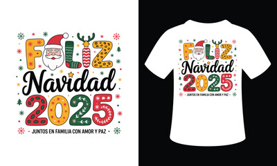 Merry Christmas 2025 Festive Vector T-Shirt