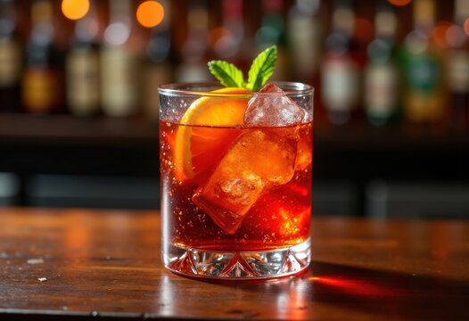 Rich Ingredients Layers Intricately Mixed Orange Fragment Bubbly Presentation Captured in Restaurant Setting