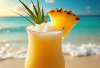 Tropical Pina Colada Aesthetic Pineapple Slice Classic Bright Contrast Colorful