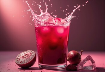 Vibrant Beetroot Beverage Raw Juice Display in Clear Container Fresh Visuals