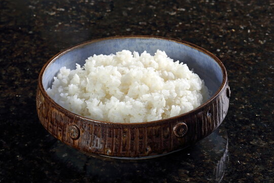 Shari, a type of rice prepared for sushi, made with rice vinegar, sugar, salt, and sweet sake tea.