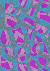 Purple, grey and blue abstract letter pattern with texture