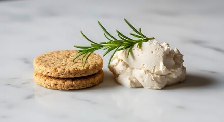 Organic oat crackers with almond cheese close-up for healthy plant-based snack and mindful eating decor