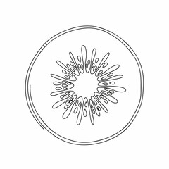 Handdrawn Detailed Kiwi Fruit Slice Round Line Art Icon