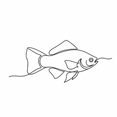 Obraz premium Minimalist Line Drawing Small Freshwater Fish Aquatic Pet Illustration
