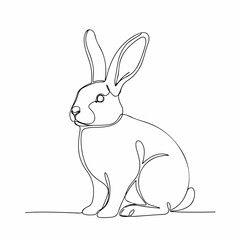 Minimalist Continuous Line Art Rabbit Animal Illustration Design Element