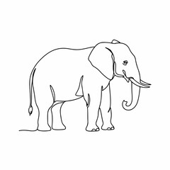 Minimalist Line Art Elephant Wild Animal Mammal Wildlife Simple Illustration
