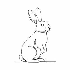Single Line Drawing Elegant Rabbit Illustration Animal Minimalist Continuous Line Art