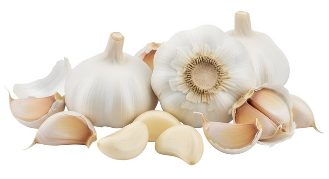 Fragrant garlic bulbs and cloves perfect for adding robust flavor to culinary creations, offering a healthy, aromatic addition to any dish